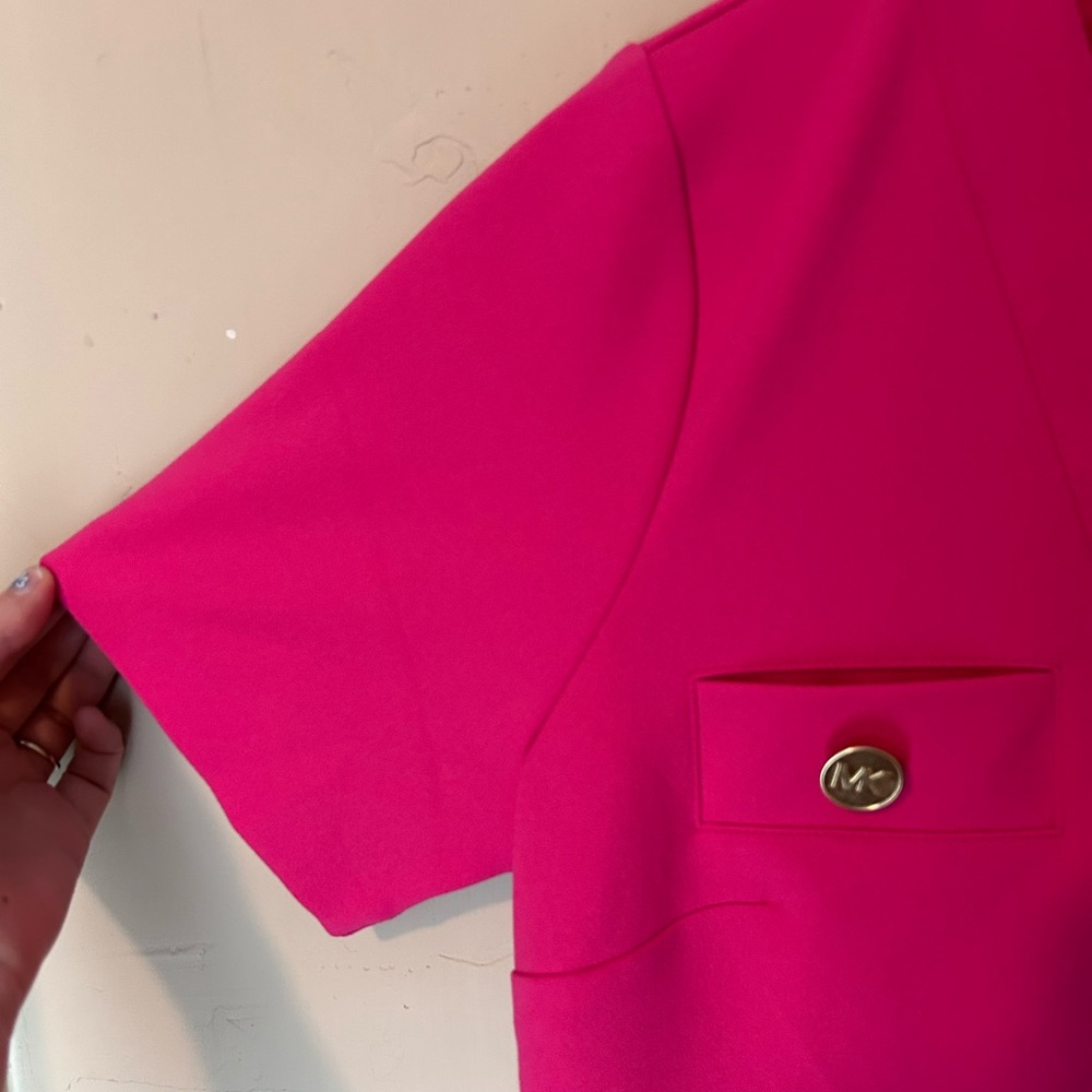 NWT MICHAEL Michael Kors Electric Pink V-Neck Blazer Dress Size M - Picture 6 of 7